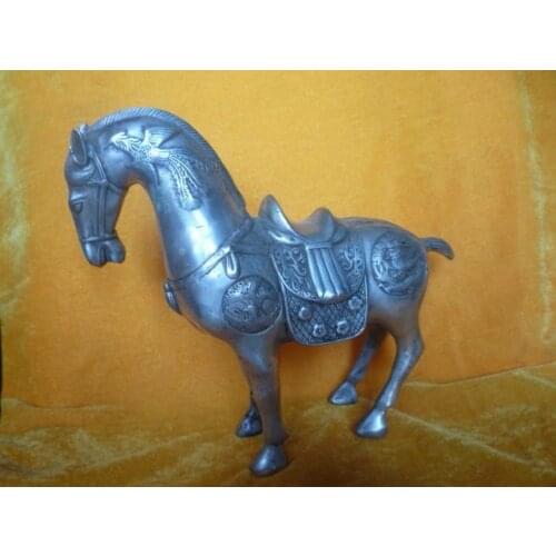 Rare Old Qing Dynasty silver carving-- horse statue /sculpture, best collection&adornment,free shipping