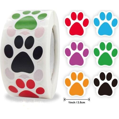 Dog Paw Print Natural Kraft Paper Thank You Stickers seal labes 1Inch gift Packaging Stationery Sticker 500 Labels Per Roll
