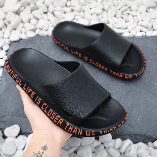 Summer Slippers Women Men Beach Slides Sandals Cute Words Flip Flops Non-Slip Home Outdoor Boy Girls Bathroom Shower Shoes