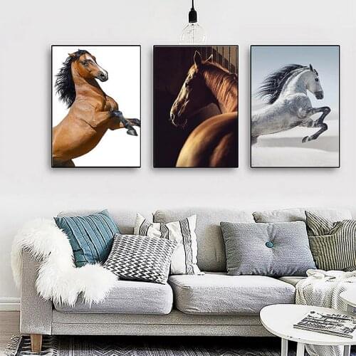 Nordic Minimalist Bedroom Decoration Painting Horse Wild Animal Canvas Art Poster and Prints Wall Picture for Living Room Decor
