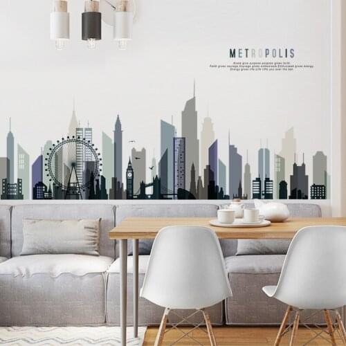 Modern City Wall Sticker Large Vsco Girl Boy Teenager Room Decor Aesthetic Living Room Bedroom Home Decoration Wallstickers Art