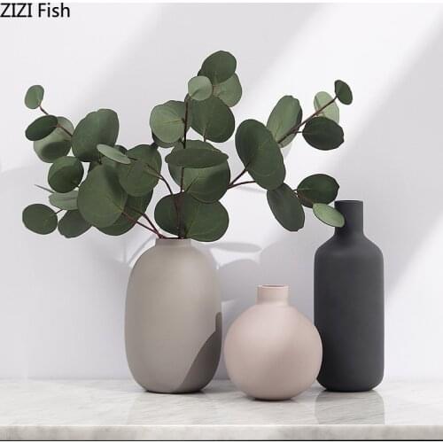 Modern Ceramics Vase Ornaments Minimalist Home Dried Flowers Flower Inserter Living Room Desktop Decorative Vase