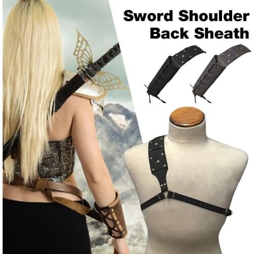 Medieval Retro Sword Shoulder Back Sheath Frog Holder Scabbard Larp Knight Costume Gear Rapier Ring Belt Holster Scabbard