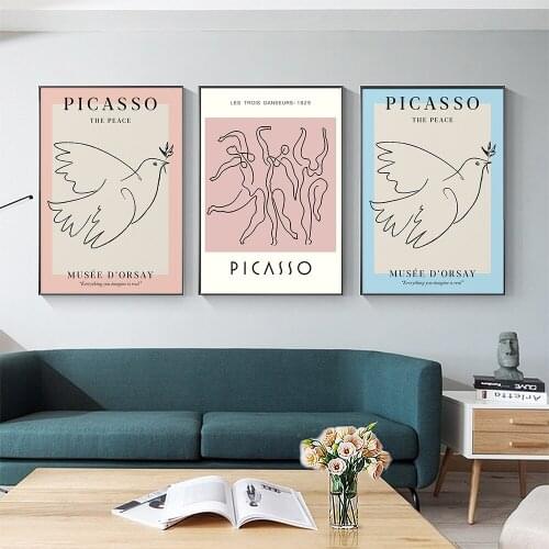 Vintage Picasso Wall Art Print Pictures Abstract Animal Posters Dance Line Canvas Painting Minimalist Teen Girl Bedroom Decor