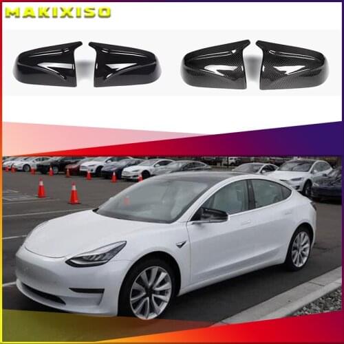 Rear Mirror Cover for Tesla Model 3 Rearview Side Mirror Sticker Car Decor Modification Carbon Fiber ABS for Model3 2017-2021