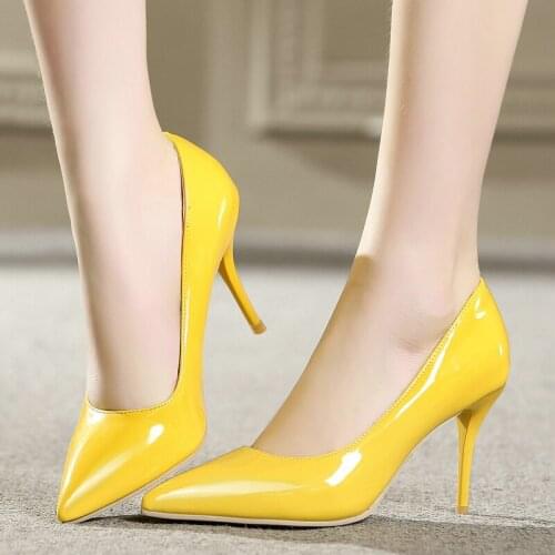 Spring Women Shoes Sexy Red High Heels Pointed Toe Shallow Wedding Stiletto Shoes Woman Classics Fashion Concise Black Pumps 43