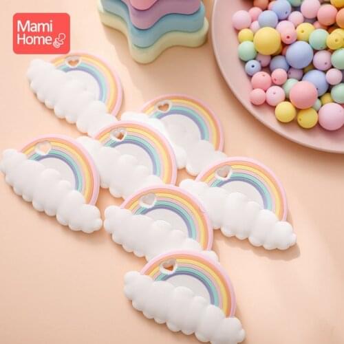 1PC Rainbow Silicone Teething Toys Baby Silicone Baby Teether Babies Accessories Silicone Teethers for Baby Gifts Food Teether