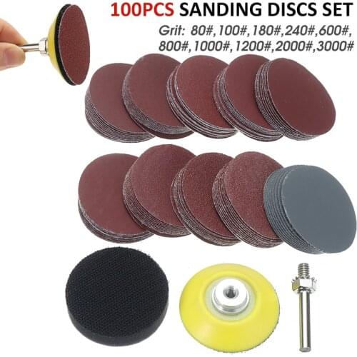 100pcs Hook & Loop Sanding Pad 2Inch 50mm 80-3000 Grits Mixed Sand Paper Sanding Discs For Polishing Wheel Cleaning Tools