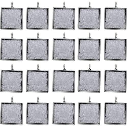 20Pcs Metal Pendant Trays Cabochon Settings Bezel Pendant Blanks for DIY Crafting Photo Jewelry Making 20mm