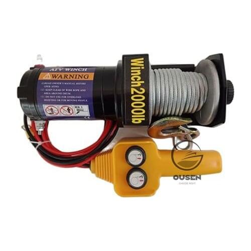 2000 Lbs 12V/24V Hoisting Winch Electric Winch Steel Cable Off-road Winch Electric Winch with Winch Rope Car Winch
