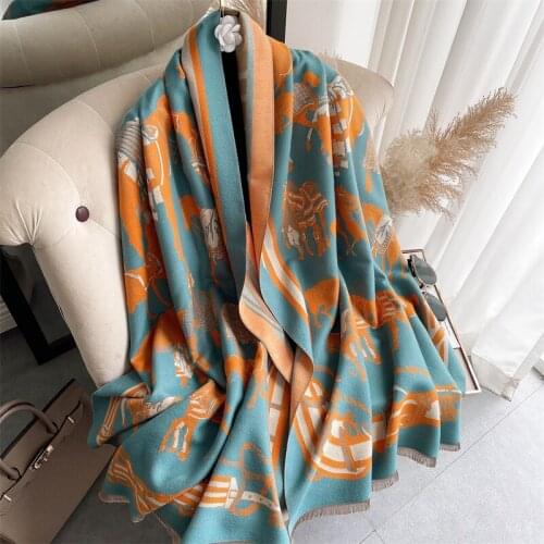 2021 Lady Winter Tassels Pashmina Warm Cashmere Scarf Women Thick Shawls Wraps Print Fashion Female Blanket Foulard Design New