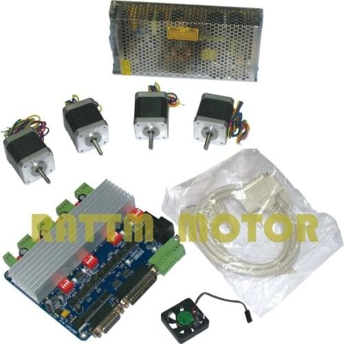 4 NEMA17 78 oz-in stepper motor + 4 axis TB6560 Motor Driver board cnc controller kit