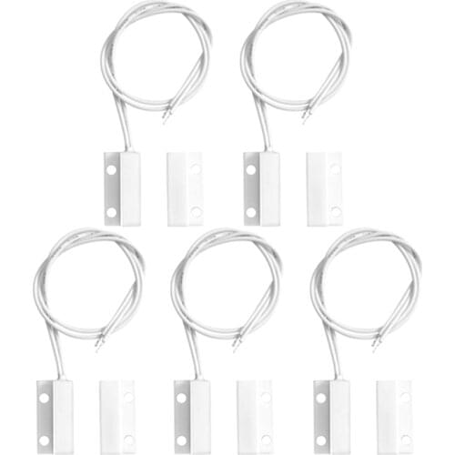 5 Pcs Mc-38 Wired Door Window Sensor Magnetic Switch For Home Alarm System,When Sensor Together,Normally Closed Nc