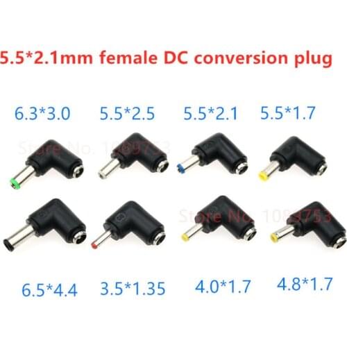 5PCS DC Power Jack 5.5 x 2.1mm Female To 6.5 4.8 4.4 4.0 3.5 3.0 2.5 2.1 1.7 1.35 mm Male DC Plug Connectors