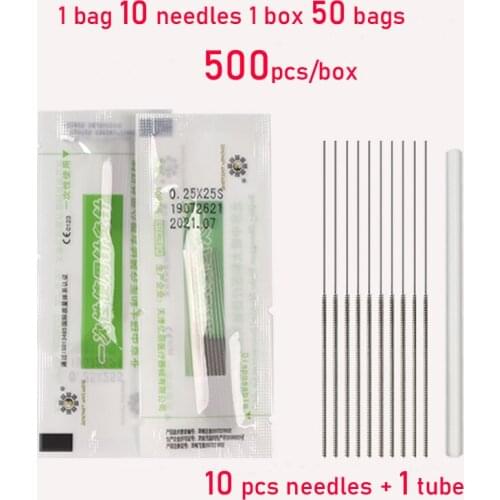 500 Pcs small size face Disposable Sterile needle Acupuncture Needle with Tube Beauty Massage Sterilze Needle free shipping