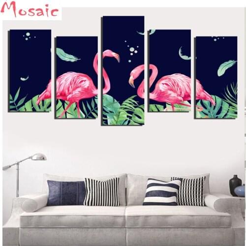 Full Square drill 5D DIY Diamond painting"flamingos"Diamond Embroidery Mosaic Cross Stitch Rhinestone home decoration 5pcs/set