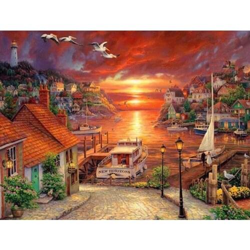 New Diamond Painting Full Square/Round Landscape 5D DIY Diamonds Embroidery House Kits Decorations Home