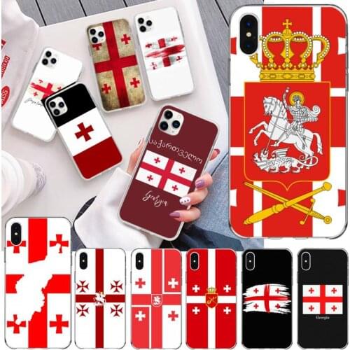 Georgia flag Phone Case For iphone 12 11 Pro Max Mini XS Max 8 7 6 6S Plus X 5S SE 2020 XR Silicone Soft Cover