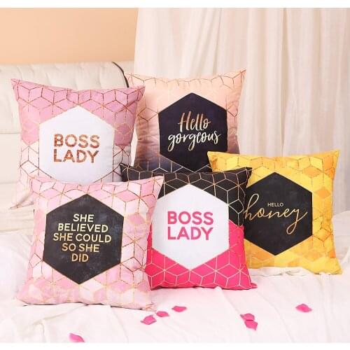 The Nordic wind decorative pillow case Korean girl style simple modern light cushion backing Hello Gorgeous Hello Honey