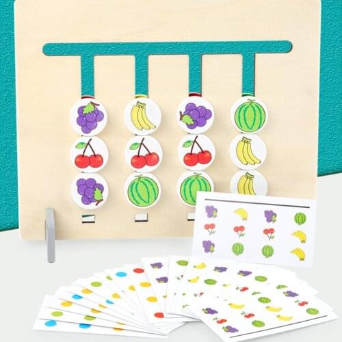 Kids Wooden Four-Color Fruit Logic Game Children Fruit Macthing Game Toys Baby coordination cognitive ability Training Board Toy