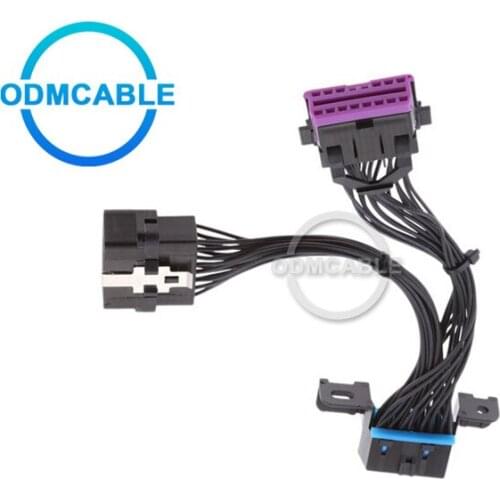 Diagnostic cable 16-Pin OBD2 cable OBDII Y Splitter Male to Female Connector Extension Cable 20.5cm