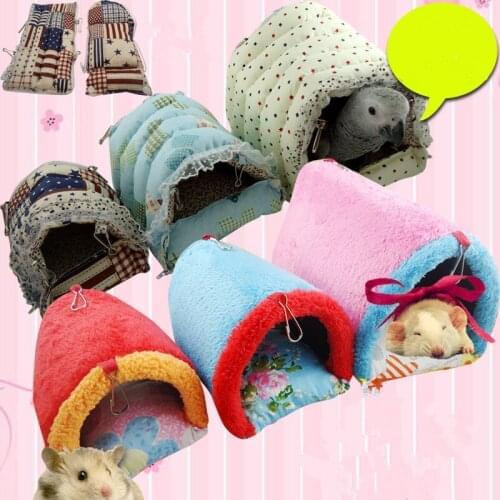 Pet Hamster Hammock Bed Mat for Guinea Pig Rabbit Warm Plush Nest Small Animals Sleeping Bag Accessories Hamster Cage