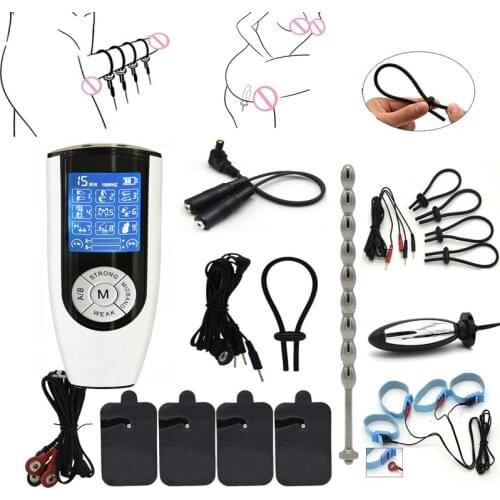 Electro Shock Penis Plug Electric Stimulator Urethral Catheter Sound Dilator Penis Rings Anal Plug Massage Pads Sex Toys For Man