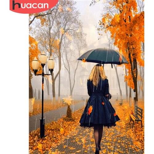 HUACAN 5D Diy Diamond Painting Portrait Woman Mosaic Embroidery Umbrella Cross Stitch Handcraft Decoration For Home