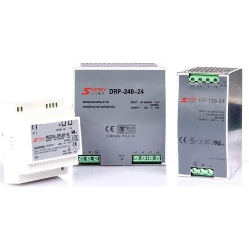 DR-60/120/240 220VAC TO 5/12/24/48VDC Din rail power supply SHINIU barnd factory sale dr6024 dr12024 drp24024 smps