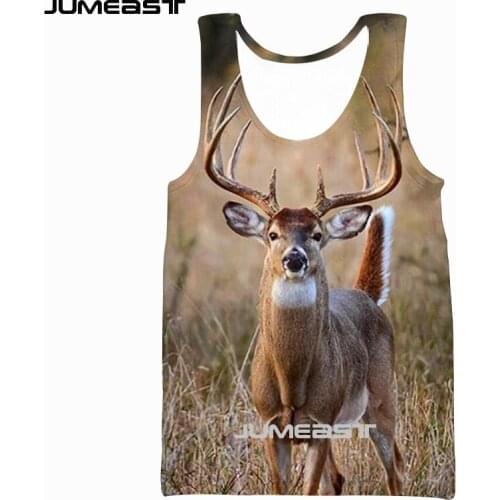 Jumeast Brand Men/Women 3D Printed Vest Animal Deer Short Sleeve Fashion Sport Pullover Summer Tank Tops Tees