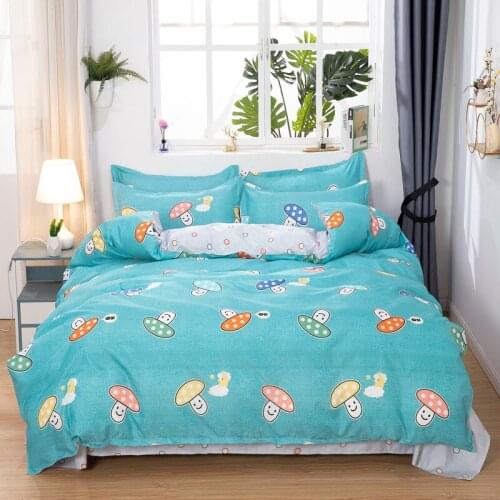 Cartoon Lovely Mushrooms Bedding Set Simple Duvet Cover Set Pillowcase Home Textile 2/3pcs Bed Linen King Queen Size Dropship