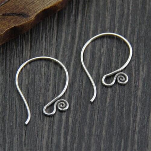 1 pair 100% 925 Sterling Silver Fashion Earring Hooks Simple Handmade Craft Silver Ear Wire Hooks DIY Jewelry Making Findings