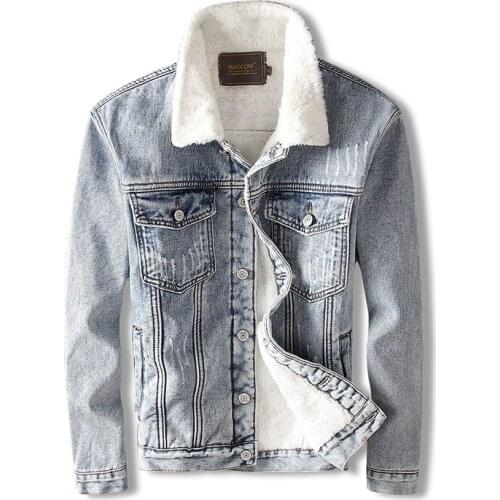 Winter Jackets Men High Quality Thick Velvet Denim Jacket British FashionCotton Coats Lamb Cashmere Warm Bomber Jackets