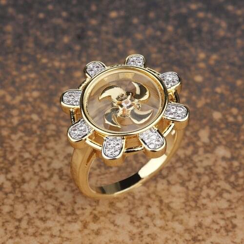 Lucky Rings The Middle East 18 Gold Color Zircon Micro Paved Ring Lucky Rotatable Windmill Jewelry Gift Dropshipping Wholesale