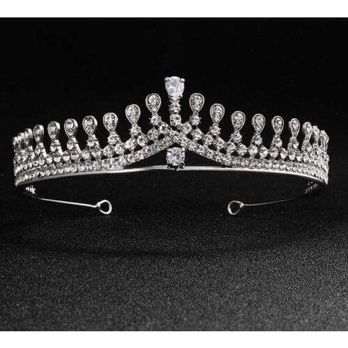 ACRDDK Fashion Handmade Zircon Rhinestone Crown Bridal Tiara Women Headband Wedding Hair Jewelry Accessories SL