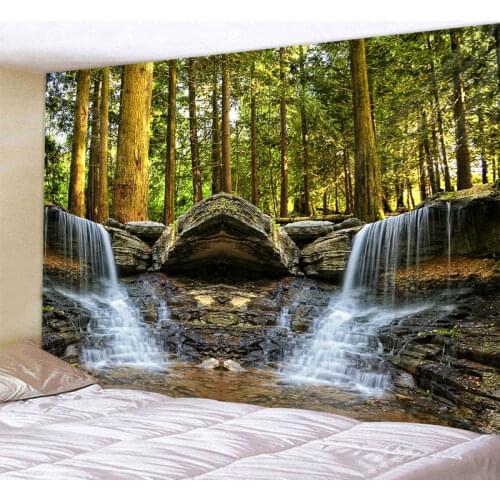 Fantasy forest tapestry natural landscape wall hanging bohemian psychedelic hippie home art deco background 8 sizes