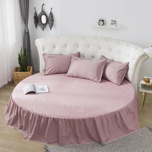 34 Bed Skirt Fitted Sheet Round Bed Linen 200cm 220 Cm Bedspreads Mattress Cover Home Decor Pink White Grey Double Bed Cover