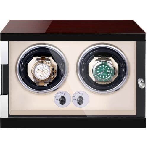 New 5 Modes Watch Winder with Quiet Japanese Mabuchi Motor Ultra-quiet Japanese Motor Beige PU Leather AC Adapter LED