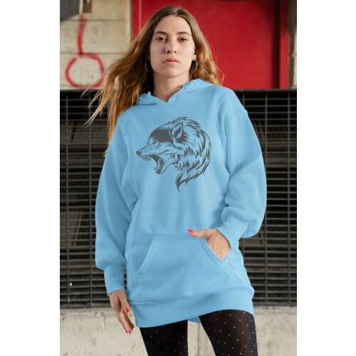 Angemiel Wear Wolf Blue Dress Sweatshirt Tunik