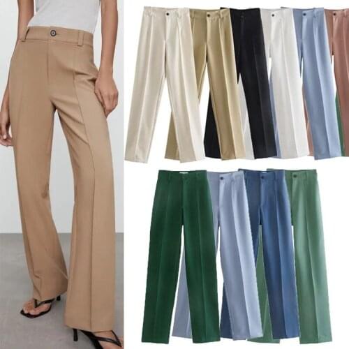 11 Solid Colors Straight Pants For Women Wide Leg Pant Korean Fashion Office Wear Womens Classic Pants High Waisted Women Pants