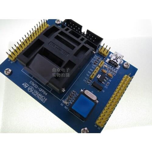 Original ST IC Test Seat STM32 STM32F STM32L Burning Programm QFP64 JTAG SWD Socket Adapter Serial port