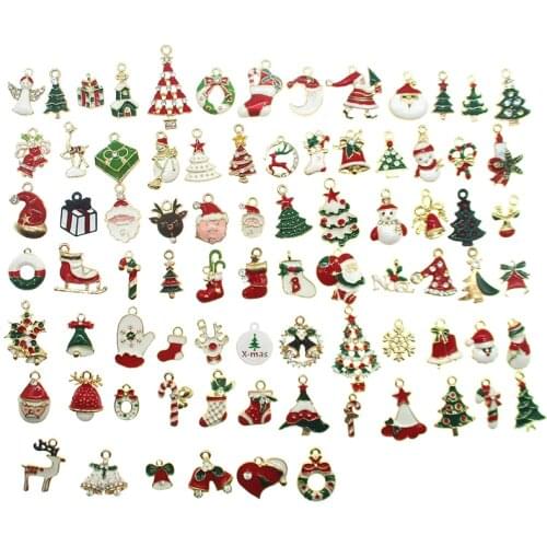 10/20/30pcs Mixed Christmas Charms Enamel Pendants Ornaments Xmas Tree Decoration for Bracelet Earrings Necklace DIY charm XL662