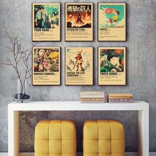 Classic Anime series Retro Poster Hayao Miyazaki Kraft Paper Poster Decoration Bar Cafe Bedroom Living Room