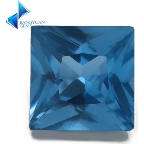 Size 3x3m~10x10mm Square Shape 120# Blue Stone Princess Cut Synthetic Spinel Blue Stone For Jewelry