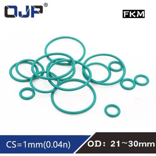 5PCS/lot Rubber Ring Green FKM O ring Seals 1mm Thickness OD21/22/23/24/25/26/27/28/29/30mm Rubber O-Rings Gasket Rings Washer