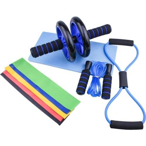 Jump Rope Exercise Resistance Bands Fitness Workout Gear AB Roller Wheel Set Muscel Training Equipment Home Gym Crossfit