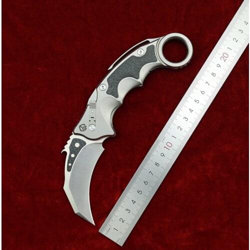 LEMIFSHE MG pterosaur claw ball brearing Flipper folding knife M390 blade titanium+CF outdoor hunting Survival knives EDC Tools