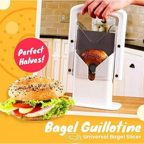 MHORLX Universal Toast Bread Bagel Cutter Slicer Guillotine Action Blade Holder Knife Biter Safety Kitchen Tools White