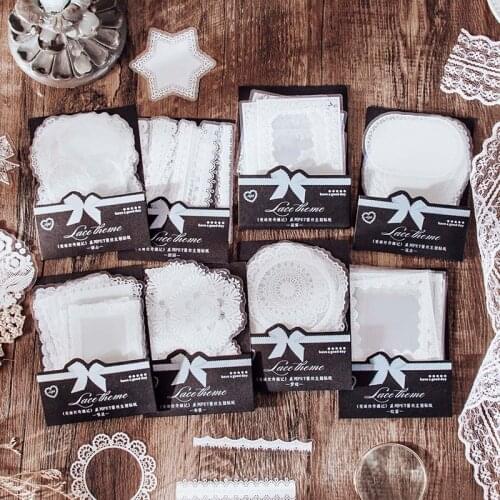 30 PCS PET Waterproof White Lace Decorative Stickers for Scrapbook DIY Crafts Photo Frame Album Card Making Journal