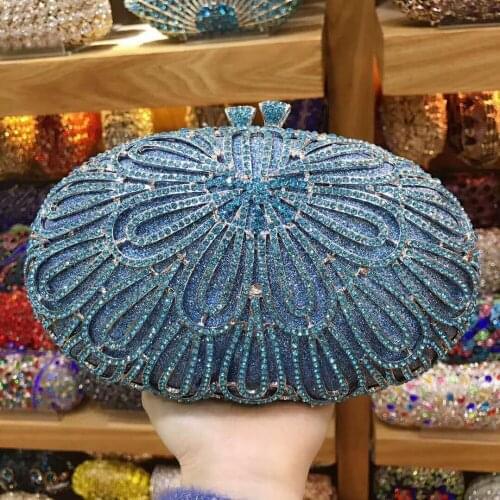 XIYUAN women wedding blue/red Crystal Diamond Clutch Bag Party clutches Purse Female Pochette gift Box Evening Bag Handbags prom